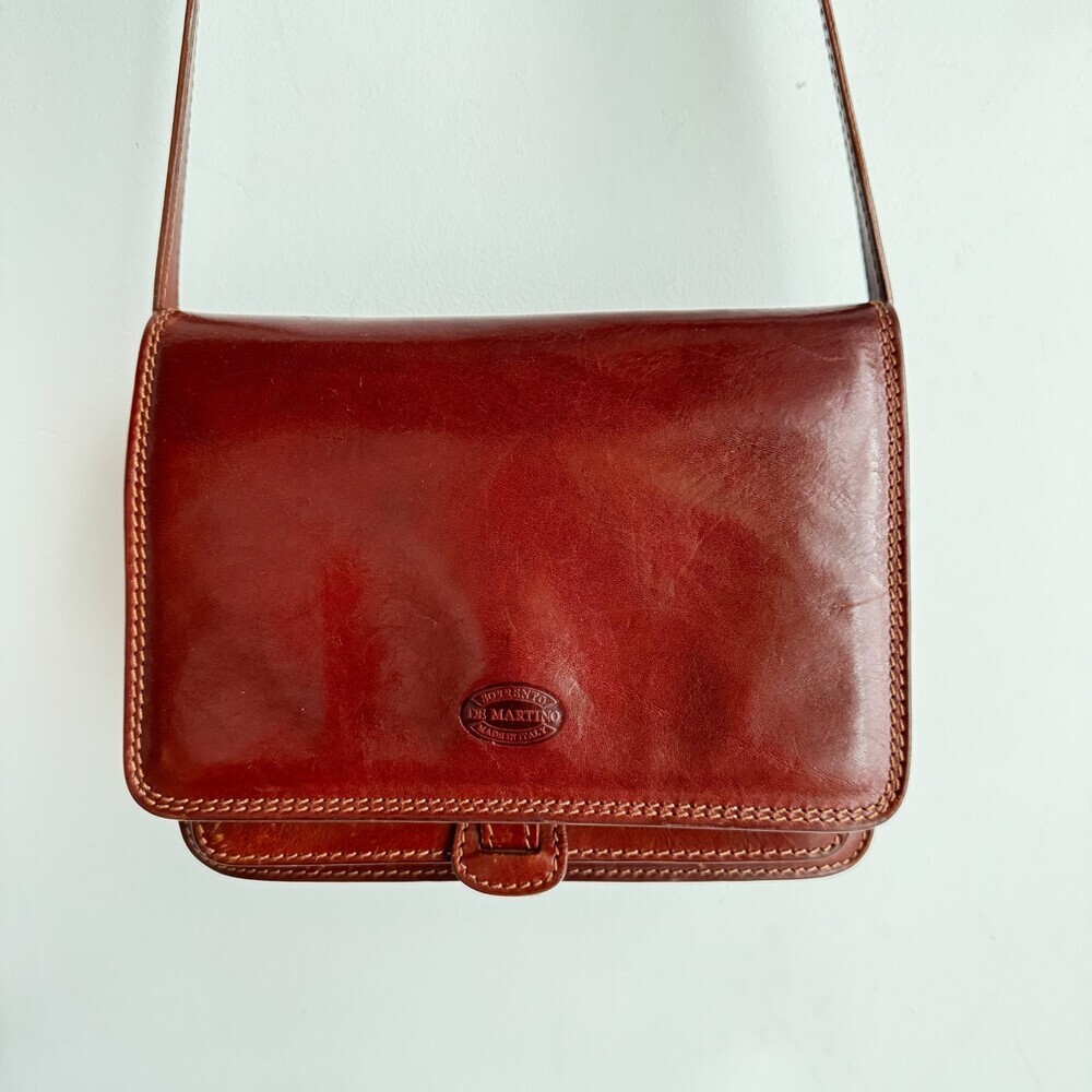 Vintage Sorrento De Martino Chestnut Brown Leather Crossbody Bag